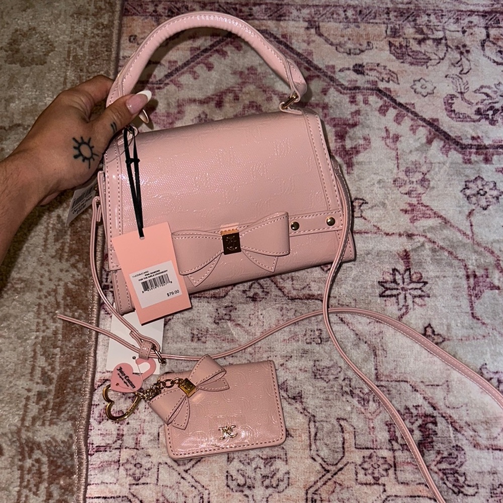 Juicy Couture pink gloss bow handbag